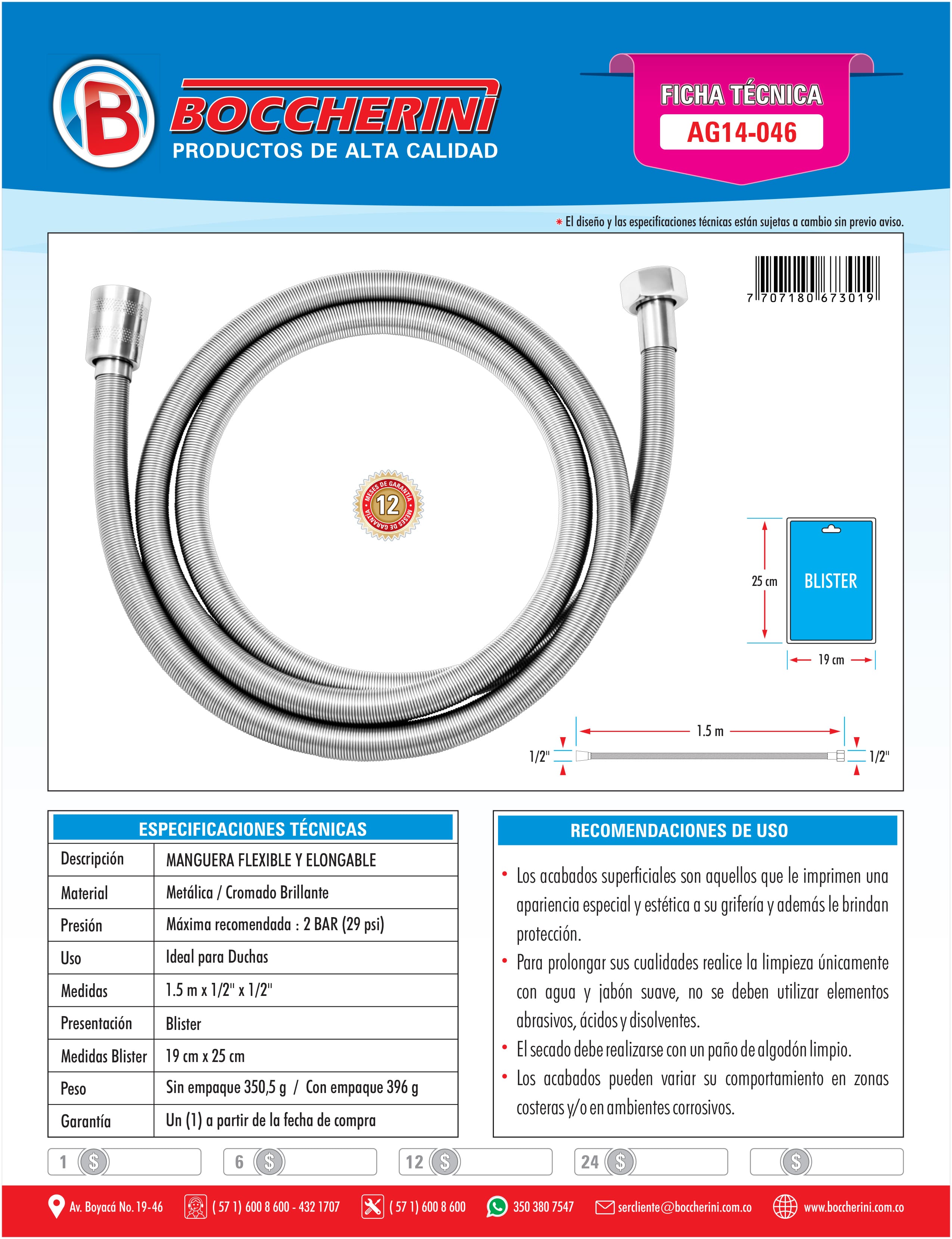 MANGUERA FLEXIBLE Y ELONGABLE 1 5M