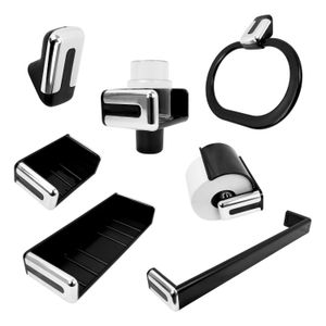 JUEGO ACCESORIOS PARA BAÑO X 7 PIEZAS EN ABS COLOR NEGRO