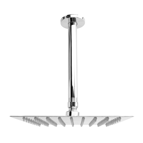 SET DUCHA TECHO  REGADERA CUADRADA 8  EN ACERO INOXIDABLE  TUBO EN ACERO INOXIDABLE DE 20 CM