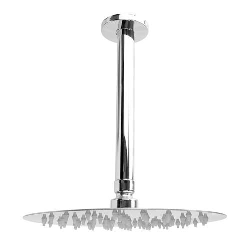 "SET DUCHA TECHO  REGADERA REDONDA 8"" EN ACERO INOXIDABLE   TUBO EN ACERO INOXIDABLE DE 20 CM"