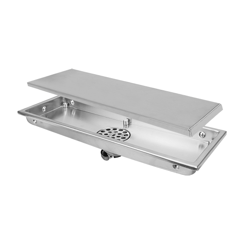 REJILLA PISO RECTANGULAR EN ACERO INOXIDALBE 30x11cm PARA BANO