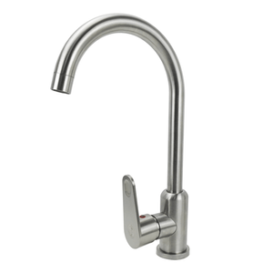 MEZCLADOR MONOCONTROL LAVAPLATOS  CUERPO EN ACERO INOX. MANIJA TIPO PALANCA COLOR SATINADO