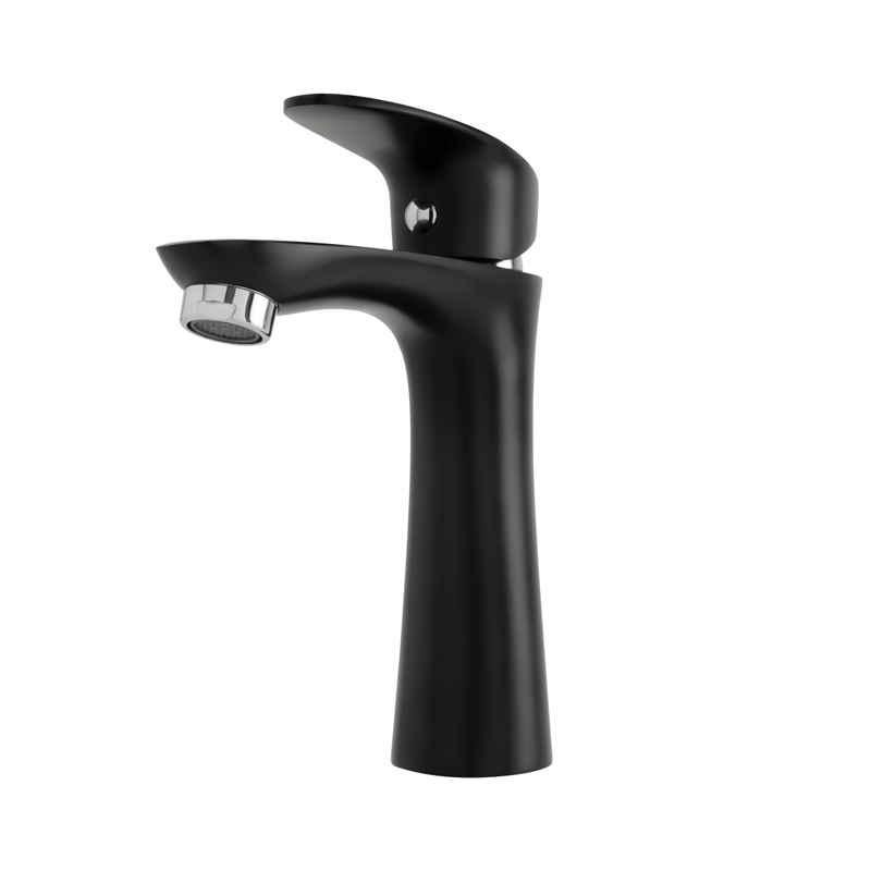 LLAVE SENCILLA LAVAMANOS EN ZINC MANIJA TIPO PALANCA COLOR NEGRO