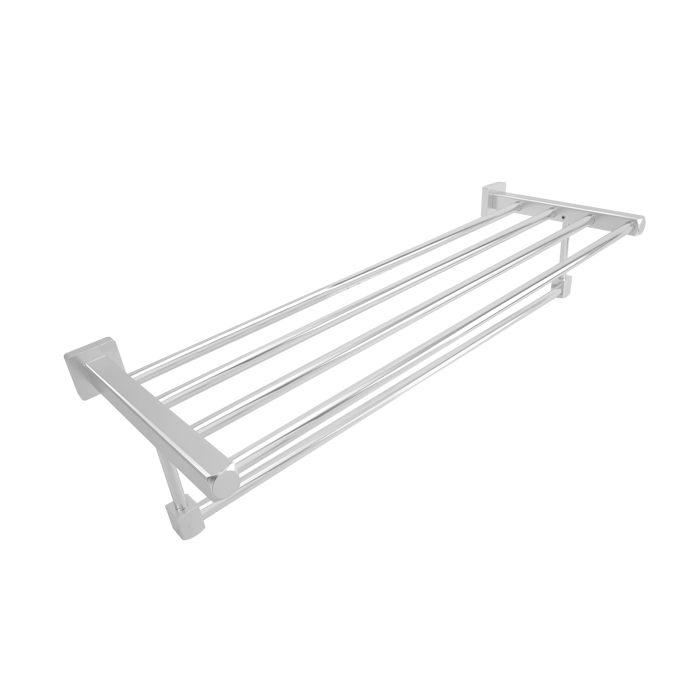 TOALLERO TRIPLE BARRA DE 60 CM BASE CUADRADA EN ALUMINIO