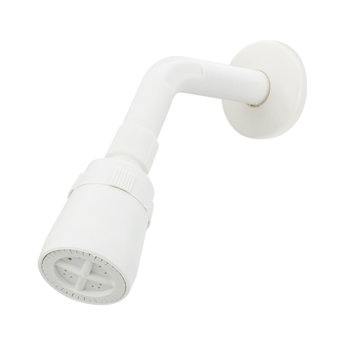 SET DUCHA PLASTICA REGADERA BLANCA Y TUBO CURVO BLANCO