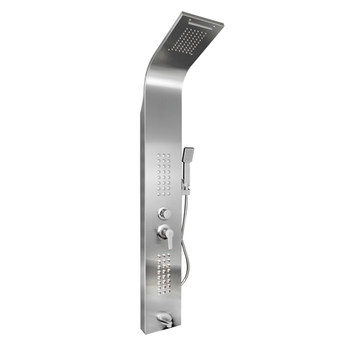 TORRE DUCHA EN ACERO INOX #304  CROMADA CON MANGUERA DE 1.50MTS  5 FUNCIONES