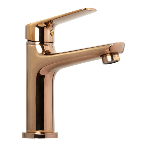 MEZCLADOR LAVAMANOS EN BRONCE COLOR ORO ROSA MANIJA EN ZINC