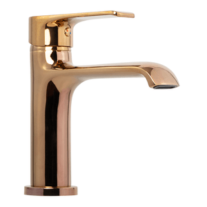 MEZCLADOR LAVAMANOS EN BRONCE COLOR ORO ROSA MANIJA EN ZINC 660G