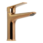 MEZCLADOR LAVAMANOS MONOCONTROL BAJO EN BRONCE COLOR ORO ROSA MANIJA EN ZINC 752G