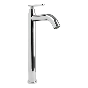 LLAVE SENCILLA  LAVAMANOS ALTA  CUERPO ACERO INOX # 201 MANIJA EN ZINC CROMADA