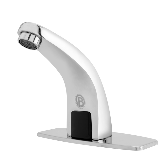 LLAVE LAVAMANOS DE SENSOR EN ZINC CUELLO SEMICURVO CROMADA
