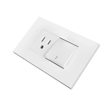 TOMACORRIENTE SENCILLO CON POLO A TIERRA (2P+T) + INTERRUPTOR SENCILLO CONMUTABLE 10A 110V-250V - 15A 110V-250V COLOR BLANCO