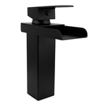 MEZCLADOR LAVAMANOS CUERPO ACERO INOX # 201 MANIJA EN ZINC CARTUCHO CERAMICO 35MM COLOR NEGRO