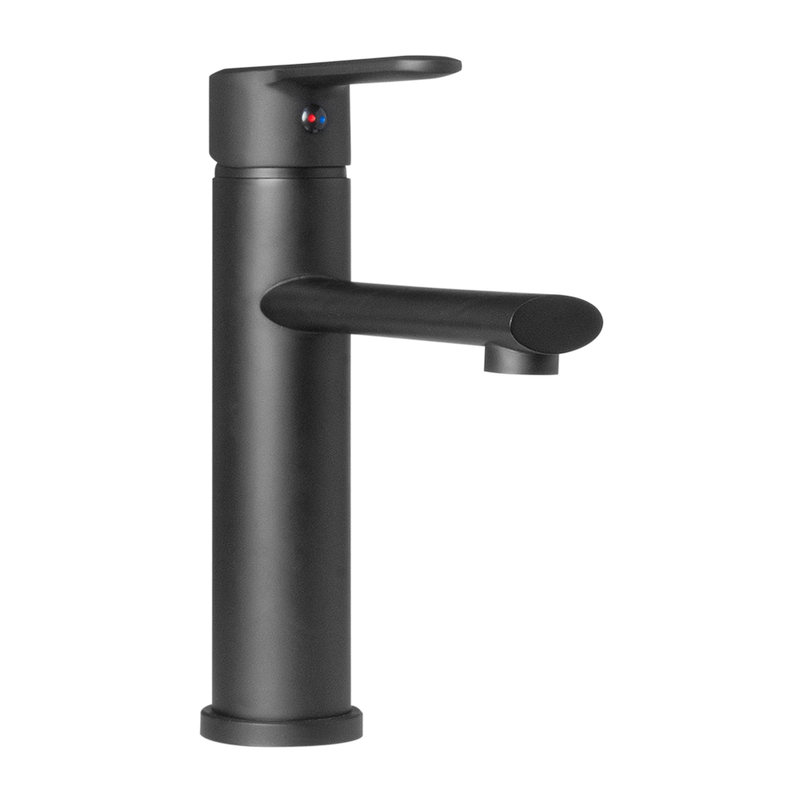 MEZCLADOR EN ACERO INOX # 201 COLOR NEGRO MANIJA EN ZINC CARTUCHO CERAMICO 35MM MANGUERA DE 60CM