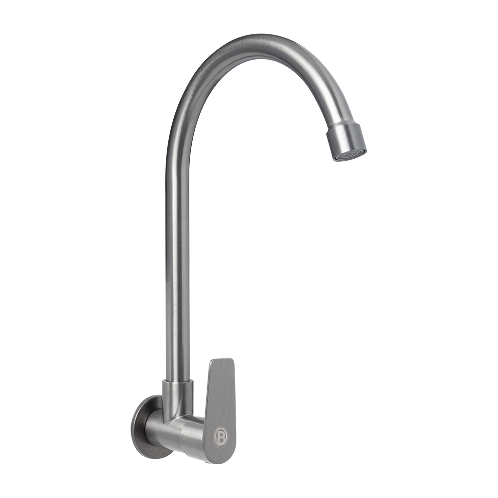 LLAVE SENCILLA DE PARED COLOR GRIS CUERPO EN ACERO INOX # 304 MANIJA EN ...