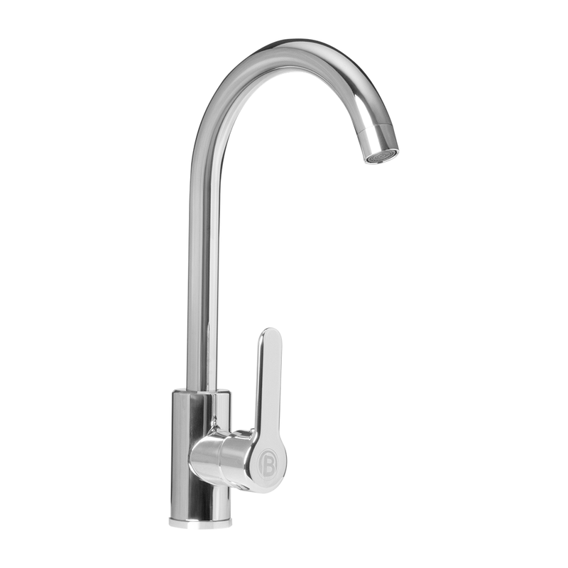MEZCLADOR CROMADO CUERPO ACERO INOXIDABLE MANIJA EN ZINC CARTUCHO: CERÁMICA 35MM MANGUERA DE ENTRADA: 600MM, TUBO INTERIOR EPDM Y TUERCA DE ACERO INOX