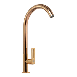 LLAVE SENCILLA LAVAPLATOS EN ACERO INOXIDABLE # 201 COLOR ORO ROSA MANIJA EN ZINC