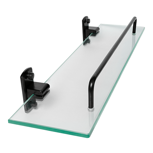 REPISA EN VIDRIO  BASE ALUMINIO NEGRO