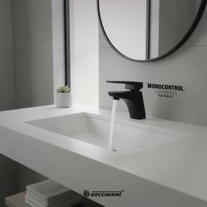 MEZCLADOR LAVAMANOS BAJO CUERPO EN LATON MANIJA EN ZINC CARTUCHO CERAMICO 35MM COLOR NEGRO